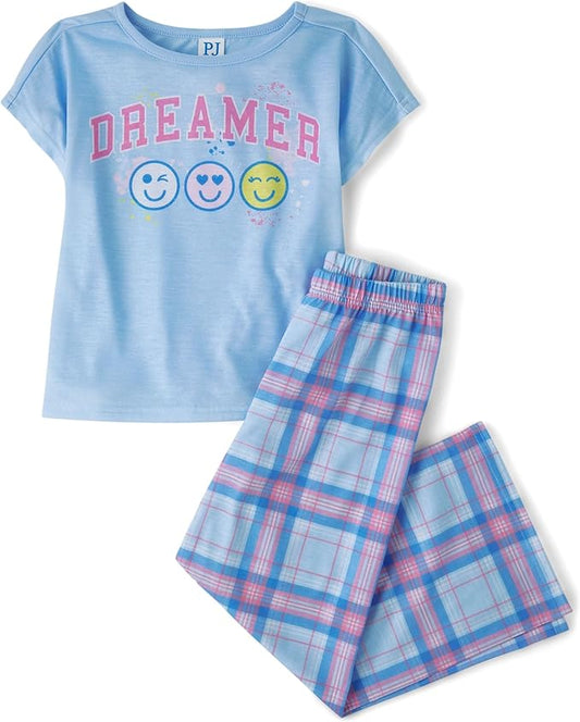 Atlantic Favorites Girls Sleeve Top and Shorts,2 Piece Pajama Set 9234