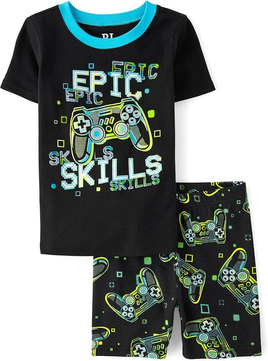 Atlantic Favorites Boys' 100% Cotton Short Sleeve Top and Pants,2 Piece Pajama Set 9114