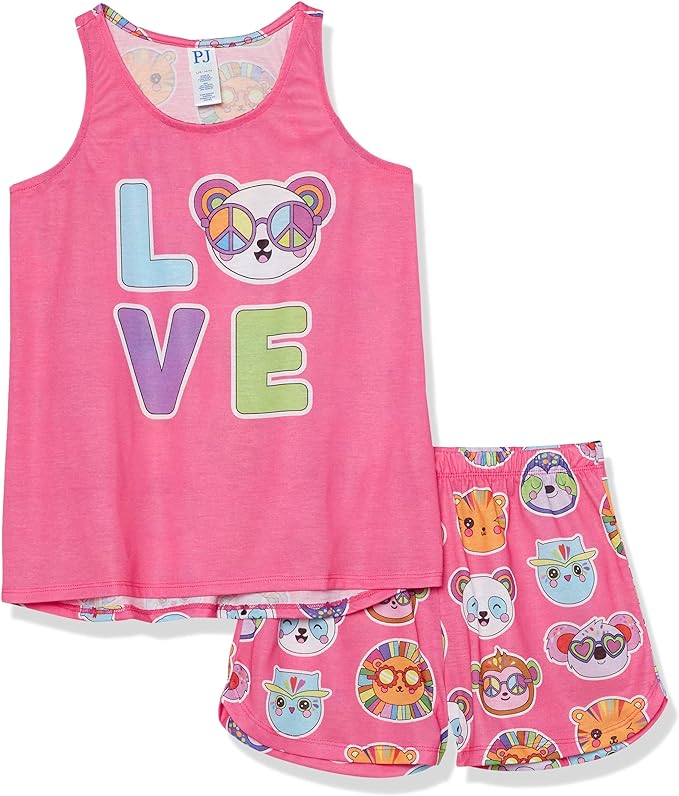 Atlantic Favorites Girls' Sleeveless Tank Top and Short 2 Piece Pajama Set 3908