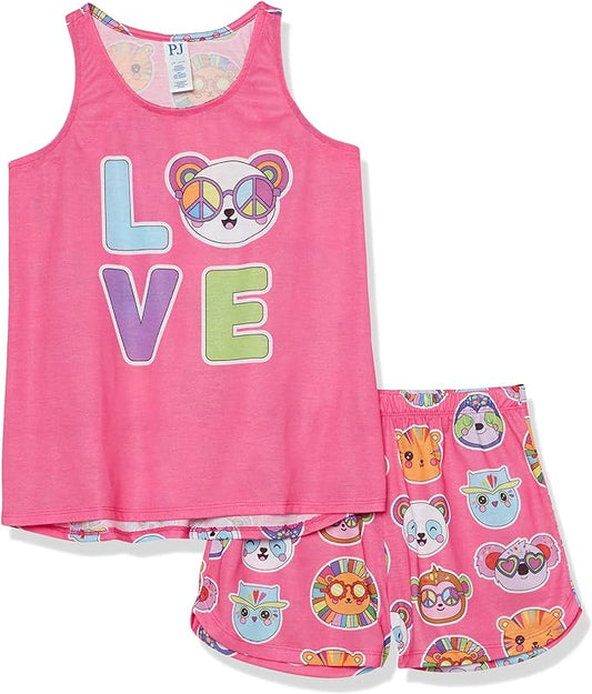 Atlantic Favorites Girls' Sleeveless Tank Top and Short 2 Piece Pajama Set 3908