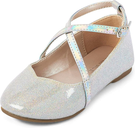 Atlantic Favorites Baby Girls' Glitter Cross Strap Ballet Flat 2078