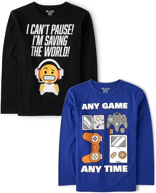 Atlantic Favorites boys Gamer Long Sleeve Graphic T-shirts,multipacks 4372