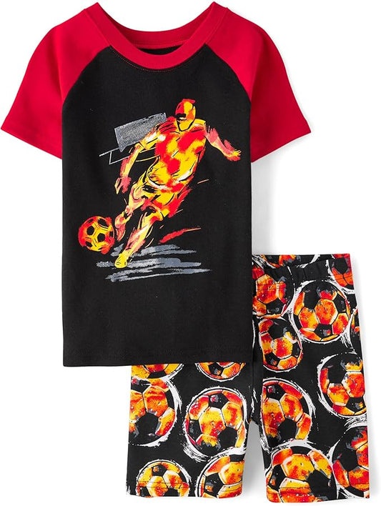 Atlantic Favorites Boys Sleeve Top and Shorts Snug Fit 100% Cotton 2 Piece Pajama Set 9945