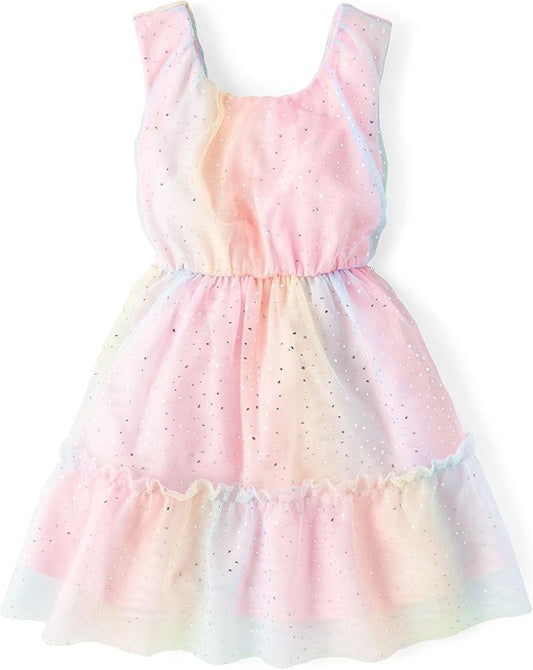 Atlantic Favorites,Girls,Sleeveless Dressy Dresses,Bright Pink Rainbow,Large 2039