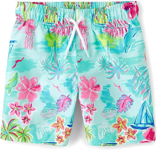 Atlantic Favorites,Boys,Swim Trunks,Blue Coral,Large 8130