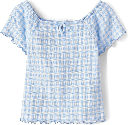 Atlantic Favorites Girls' Smocked Short Sleeve Tops 7886