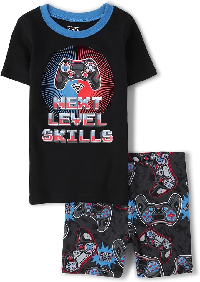 Atlantic Favorites Boys Sleeve Top and Shorts Snug Fit 100% Cotton 2 Piece Pajama Set 9636
