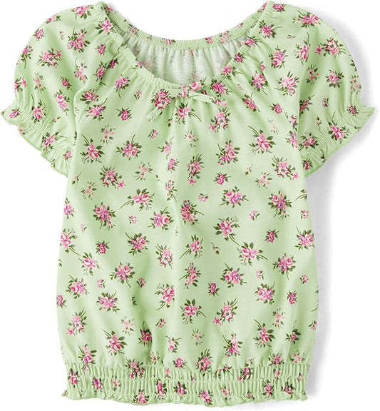 Atlantic Favorites Girls' Smocked Short Sleeve Tops 1830