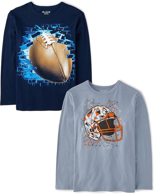 Atlantic Favorites Boys' Sports Long Sleeve Graphic T-Shirts,multipacks 9435