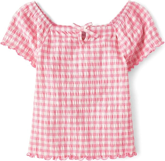 Atlantic Favorites Girls' Smocked Short Sleeve Tops 4987