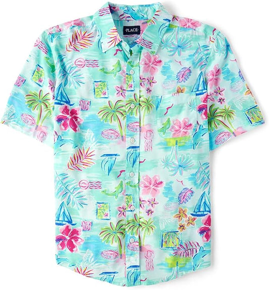 Atlantic Favorites Men's Dad and Son Matching Short Sleeve Button Down Shirt 2344