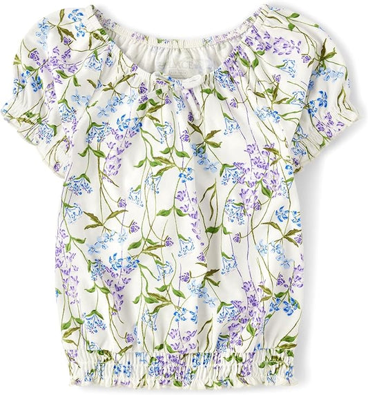 Atlantic Favorites Girls' Smocked Short Sleeve Tops 5774
