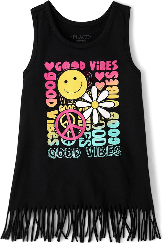 Atlantic Favorites Girls' Graphic Fringe Tank Tops 2965