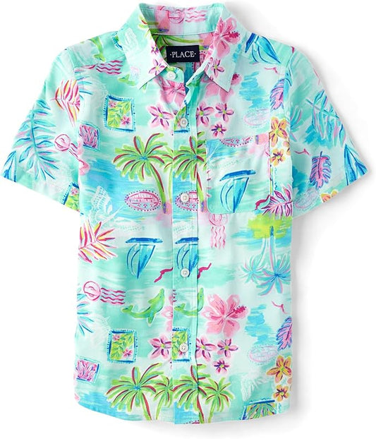 Atlantic Favorites Boys' Short Sleeve Poplin Button Down Shirt 9954