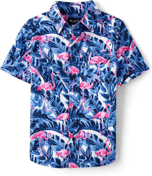 Atlantic Favorites Boys' Short Sleeve Poplin Button Down Shirt 2375