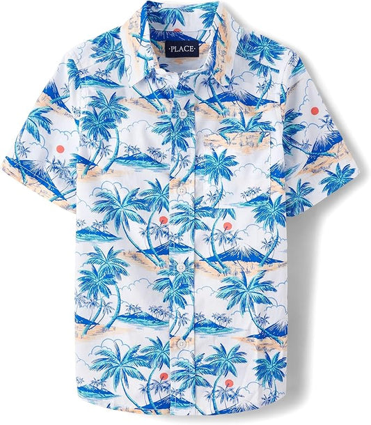 Atlantic Favorites Boys' Short Sleeve Poplin Button Down Shirt 8140