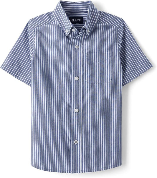 Atlantic Favorites Boys' Short Sleeve Poplin Button Down Shirt 1737